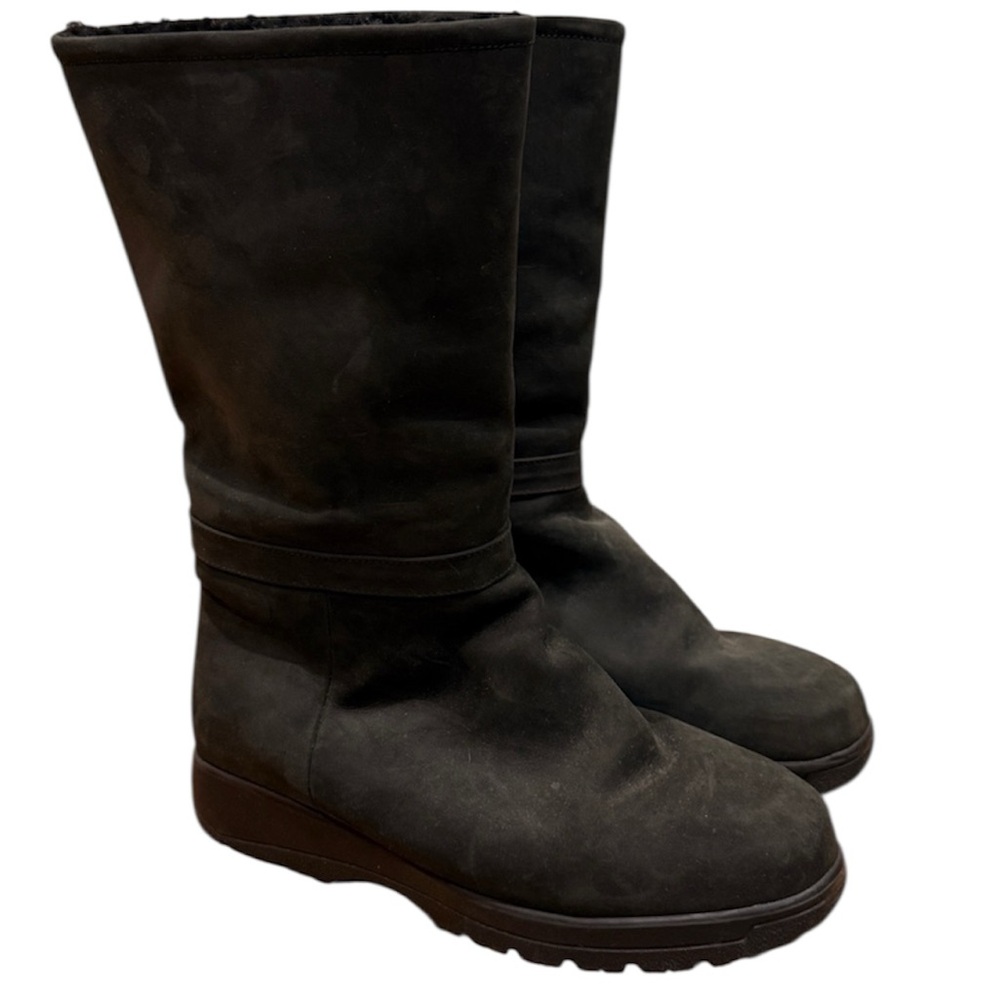 L.L Bean Womens Suede Leather Winter Snow Boots Sz 11M Shoes Sherpa Lined‎